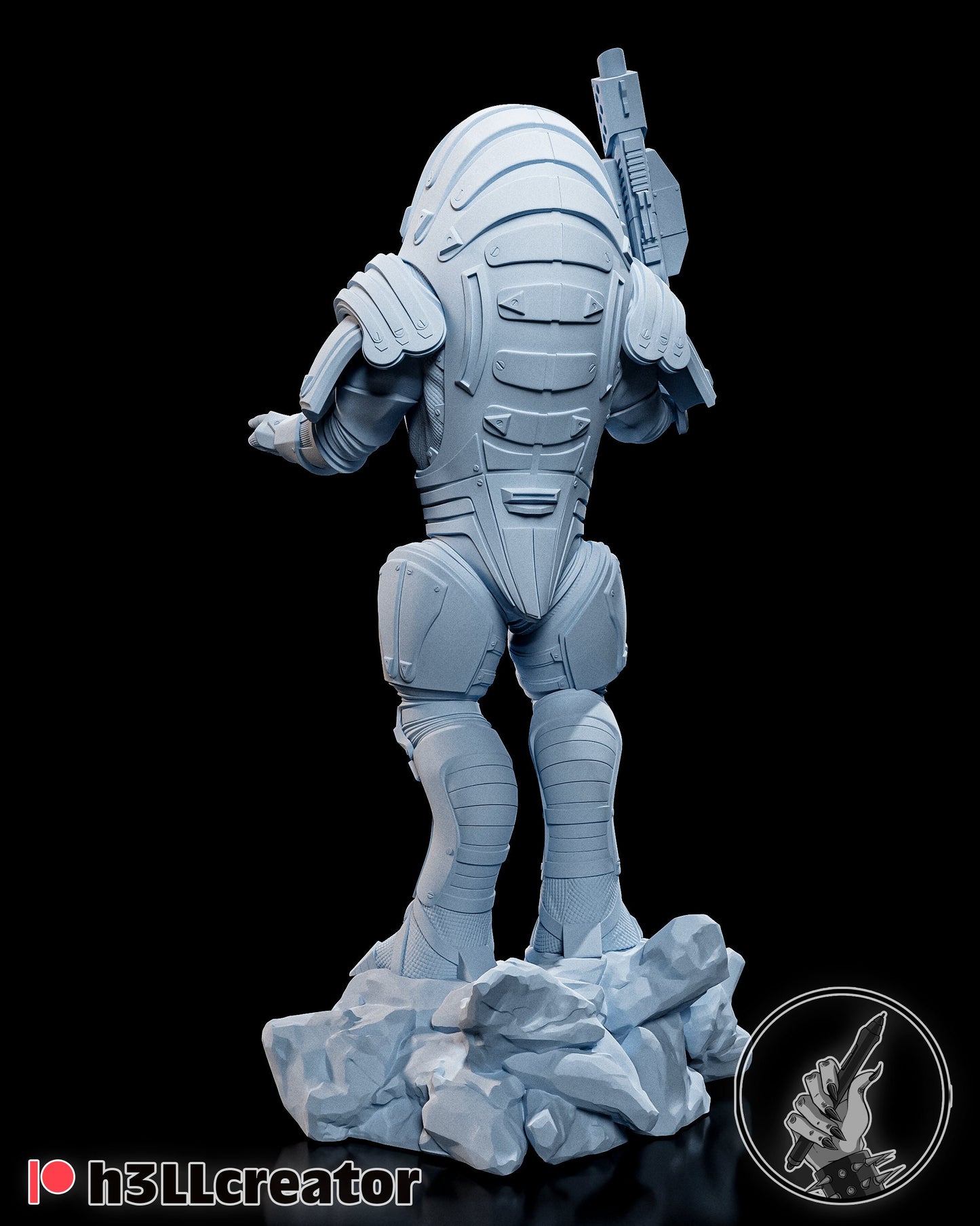 Mass Effect Urdnot Wrex Figure | Unpainted Durable Resin 3D Printed Statue / Model Kit | H3ll Creator